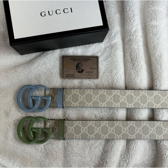 Gucci GG Supreme Beige / Blue Belt - Picture 2 of 6
